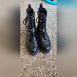 Black Lace-Up Combat Boots